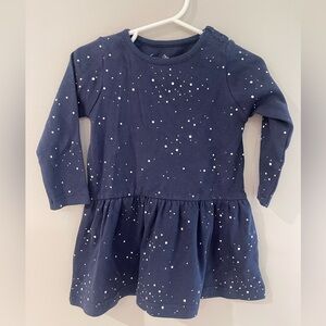 City Mouse Navy Blue Long Sleeve Dress with White Dots